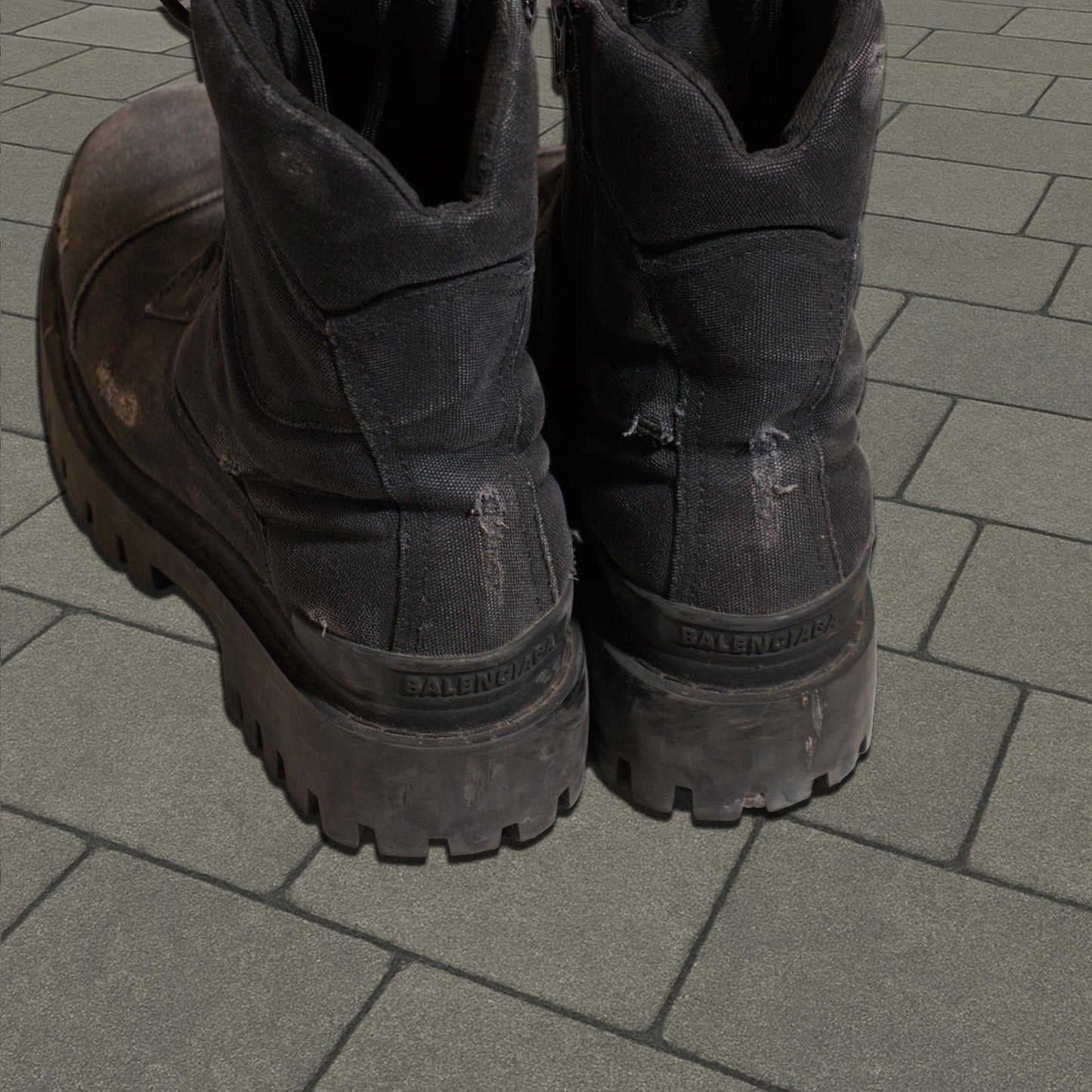 Balenciaga Black Canvas Strike Boots