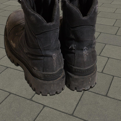 Balenciaga Black Canvas Strike Boots