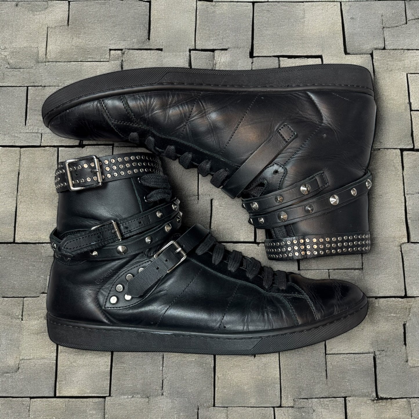 SS14 Saint Laurent Hi Top Studded Sneakers