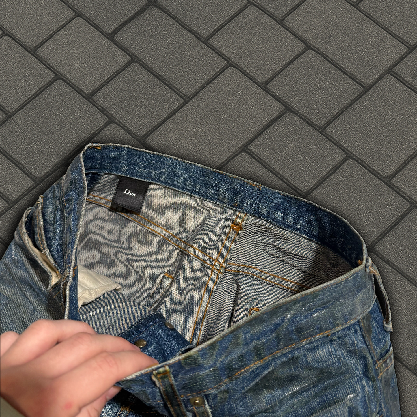 AW03 Dior Homme Blue Luster Waxed Denim