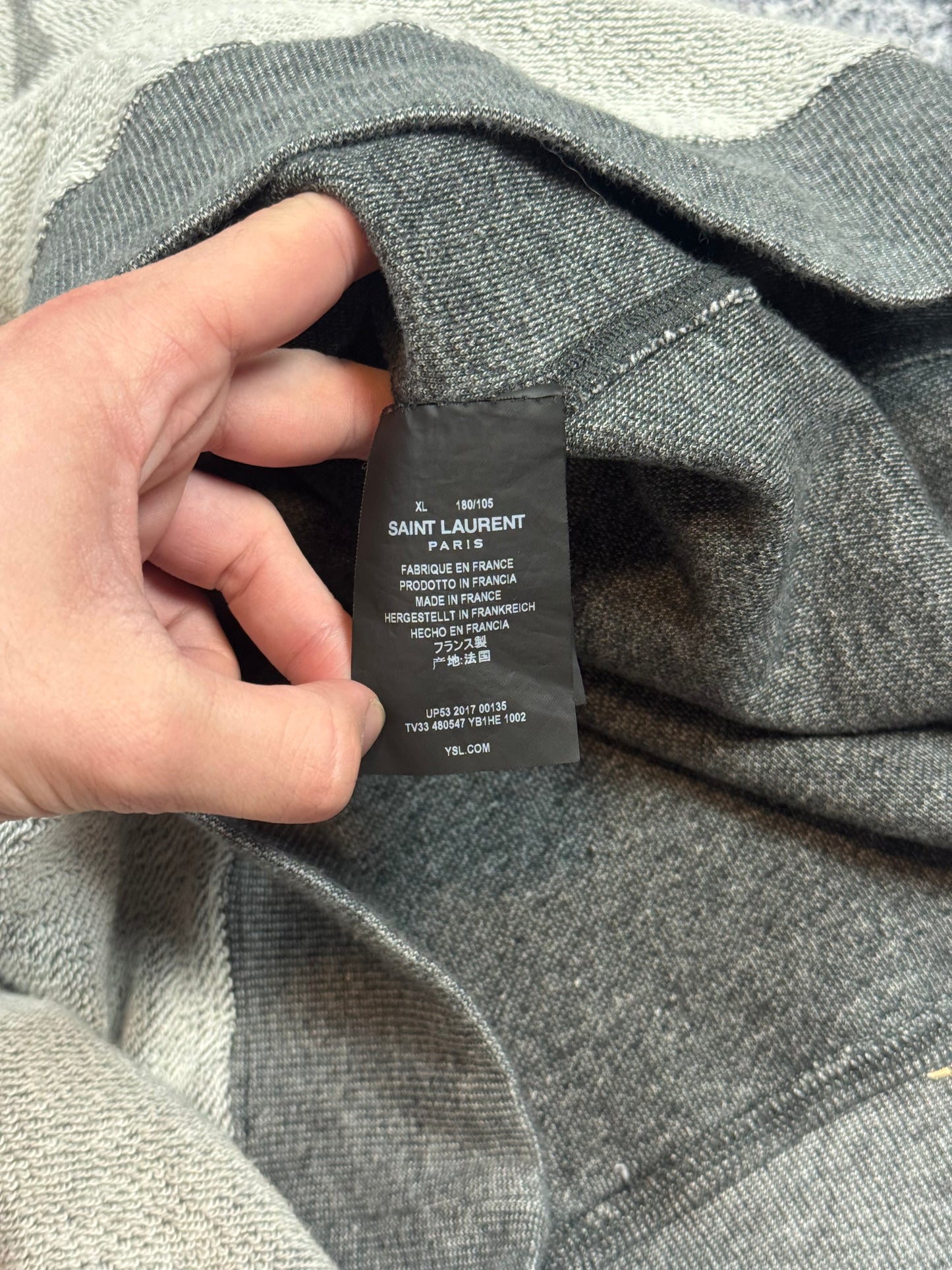 FW17 Saint Laurent Paris University Collegiate Reverse Hoodie