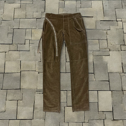 SS08 Rick Owens Brown Velour Double Layer Aircut Pants