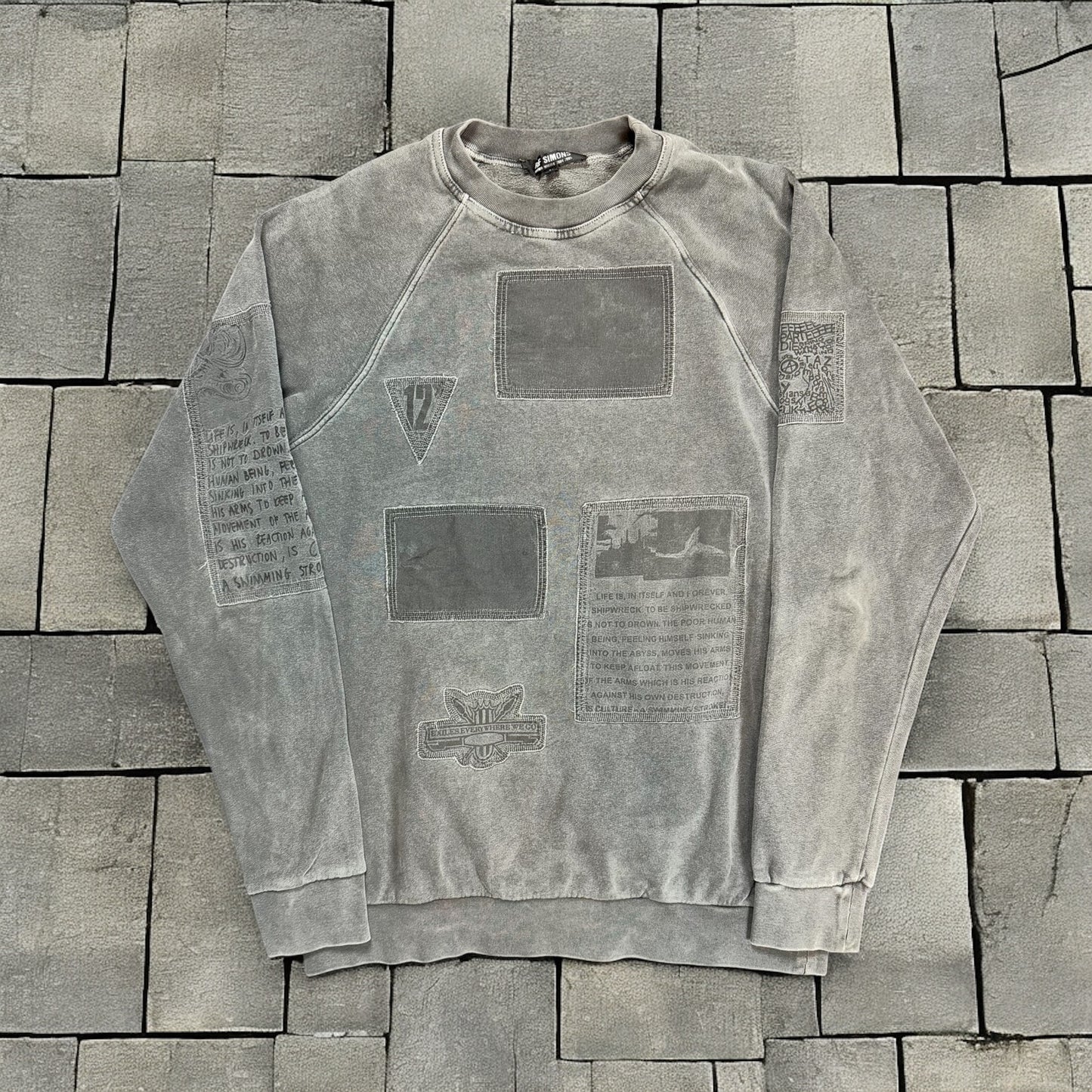 AW04 Raf Simons “Waves” Patches Crewneck