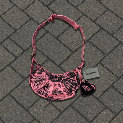 2022 Balenciaga Pink Graffiti Le Cagole Handbag