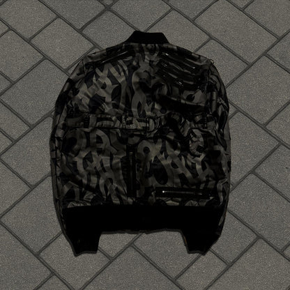 AW04 Number (N)ine Black Tribal Camo Bondage Bomber Jacket