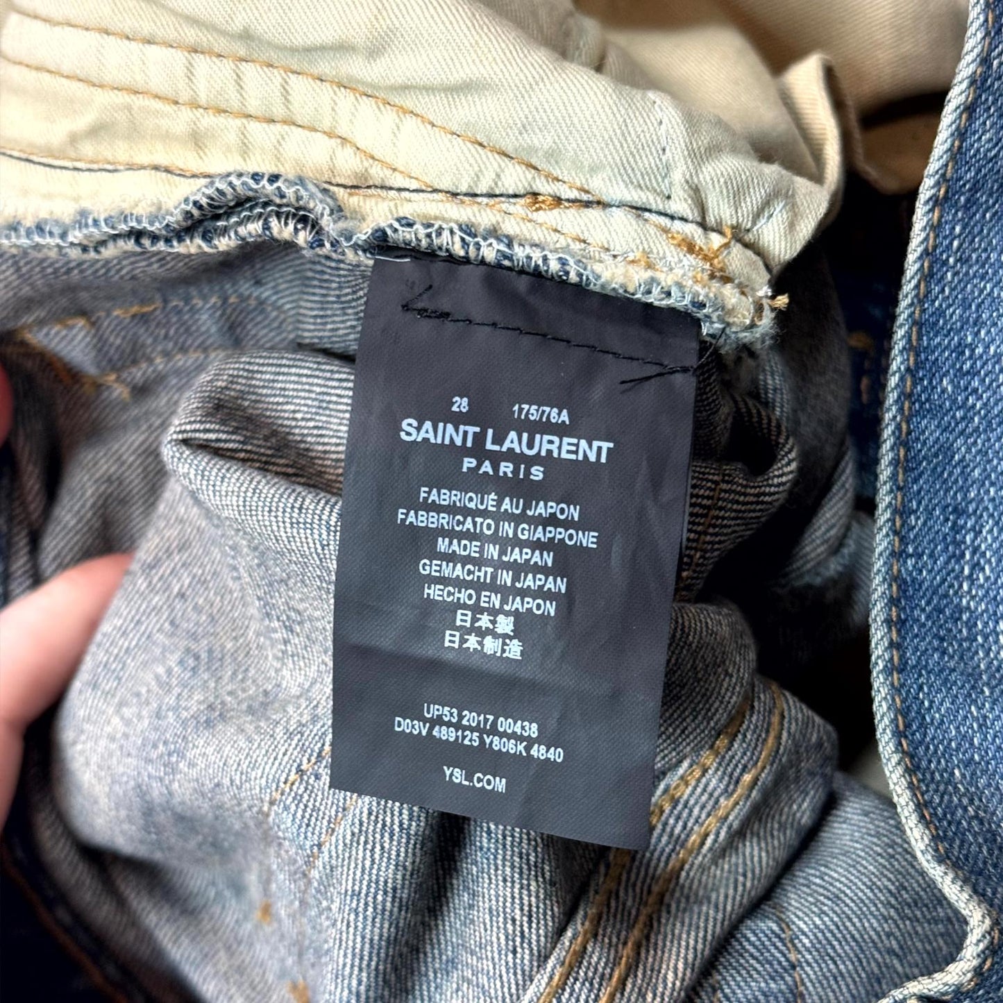 2017 Saint Laurent Paris Slit Knee D02 Denim