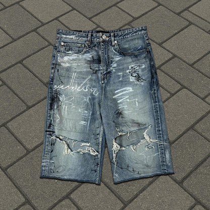 Balenciaga Graffiti Skater Denim Shorts