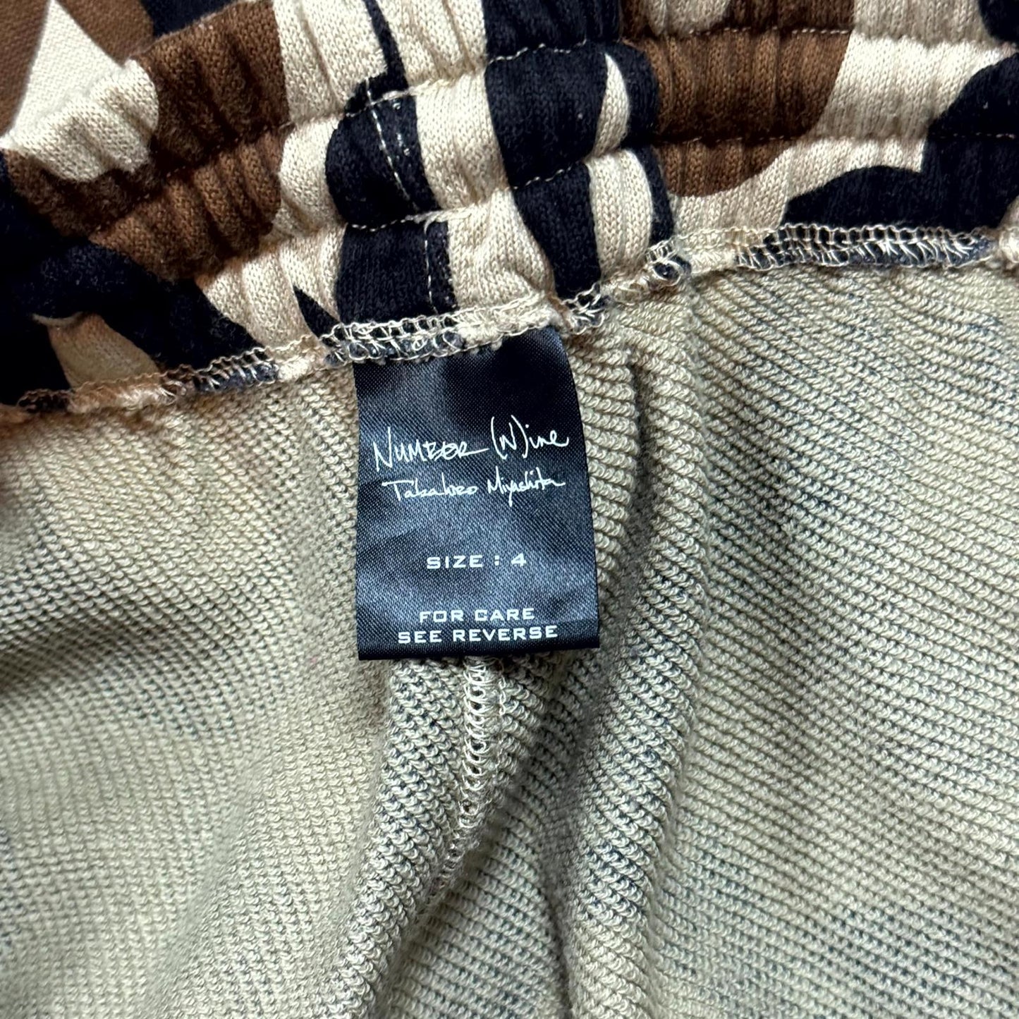 AW04 Number (N)ine Beige Tribal Camo Sweatpants