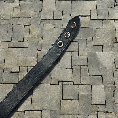 Chrome Hearts Black Leather Heart 3 Snap Bracelet