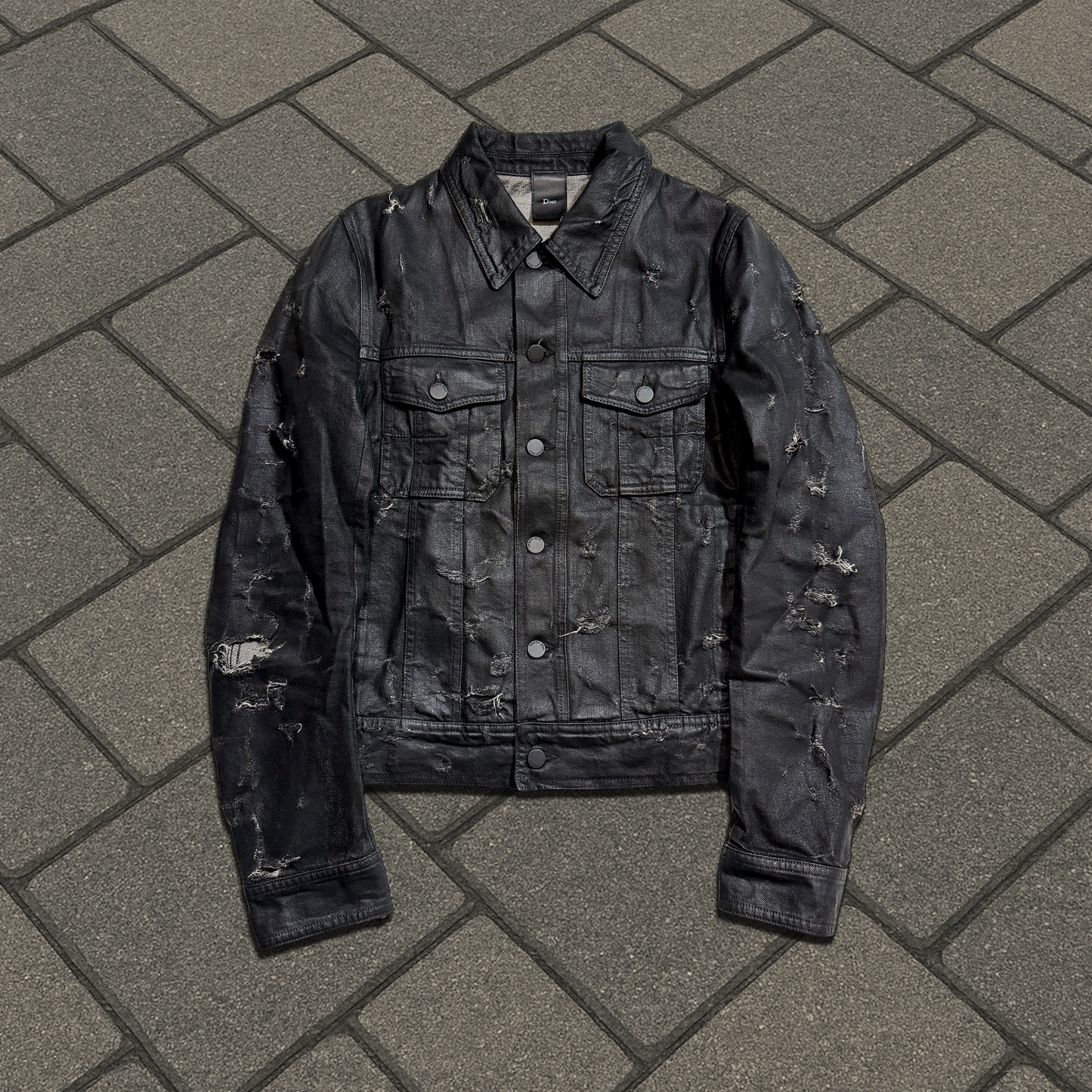 SS04 Dior Homme Strip Waxed Denim Jacket