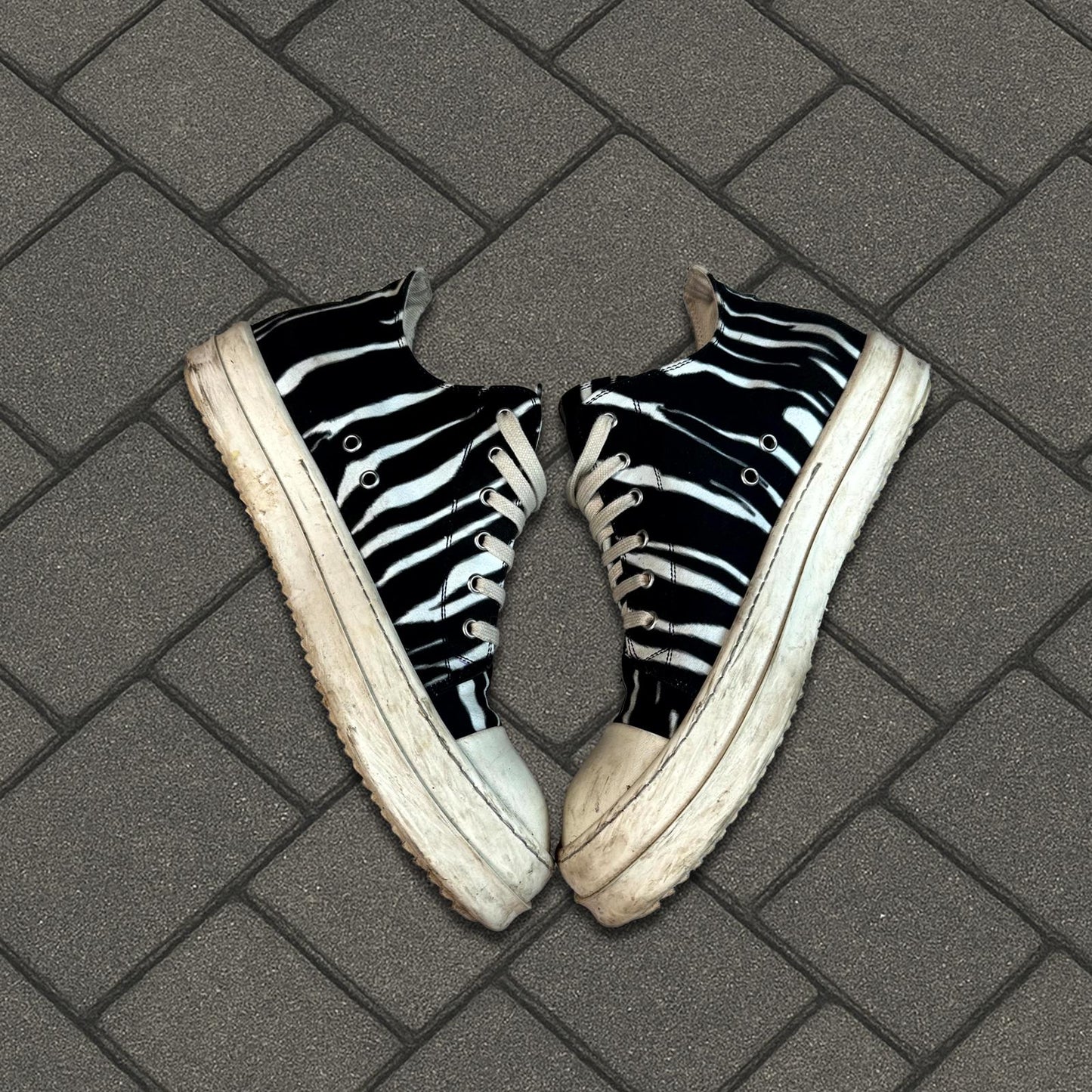 Rick Owens Drkshdw Zebra Low Top Ramones