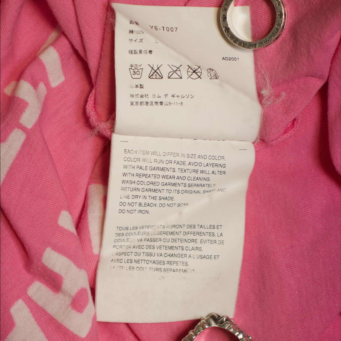 AD2001 Junya Watanabe Pink Poem Longsleeve
