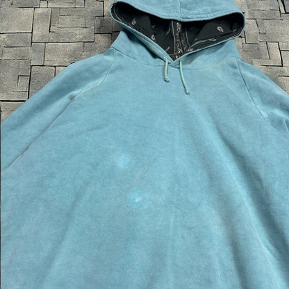AW04 Raf Simons “Waves” Teal Reverse Paisley Hoodie