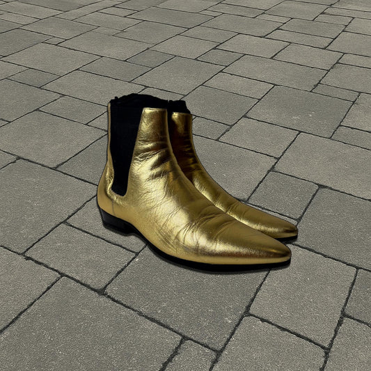 FW16 Saint Laurent Paris Gold Devin Boot