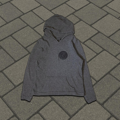 AW00 Raf Simons Grey Colligate Wool Hoodie