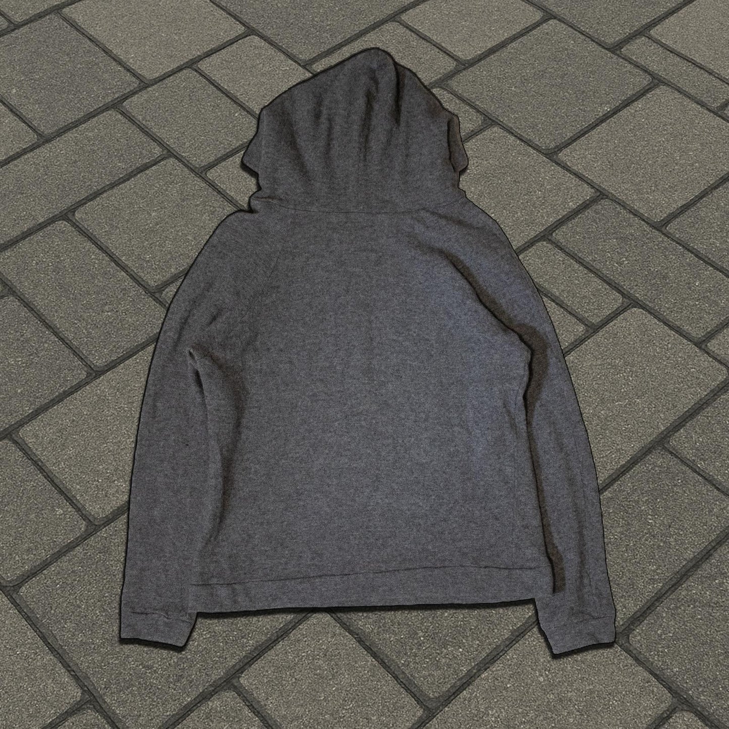 AW00 Raf Simons Grey Colligate Wool Hoodie
