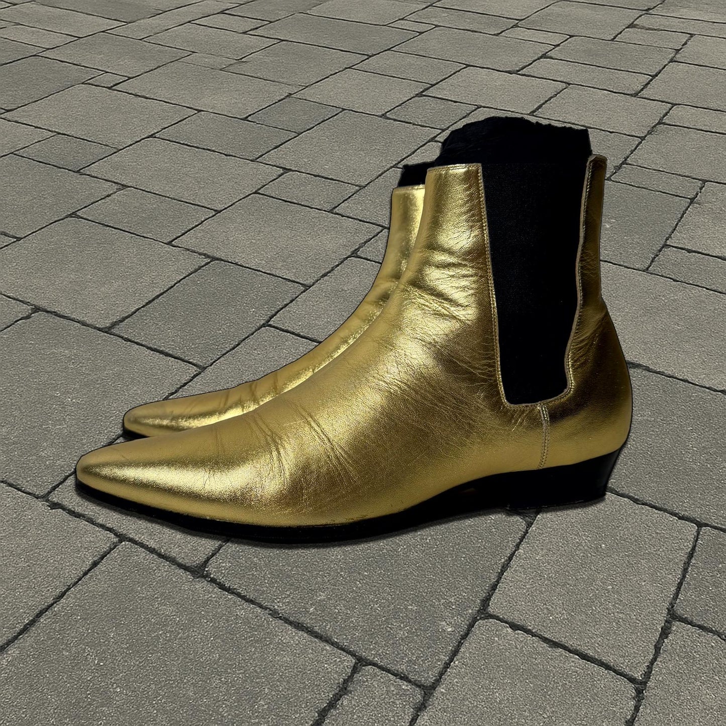 FW16 Saint Laurent Paris Gold Devin Boot