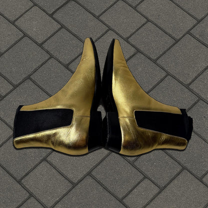 FW16 Saint Laurent Paris Gold Devin Boot