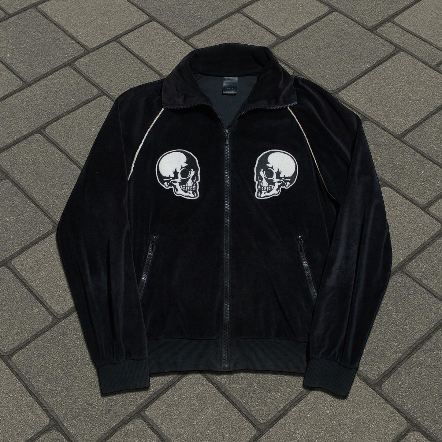 SS04 Number (N)ine Velour Double Skull Track Jacket