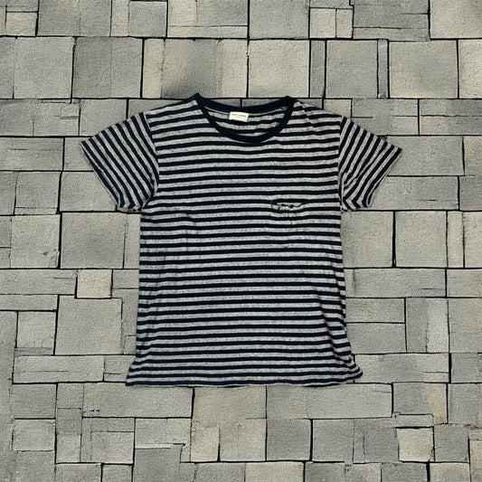 FW13 Saint Laurent Paris Grey Striped Tee Shirt