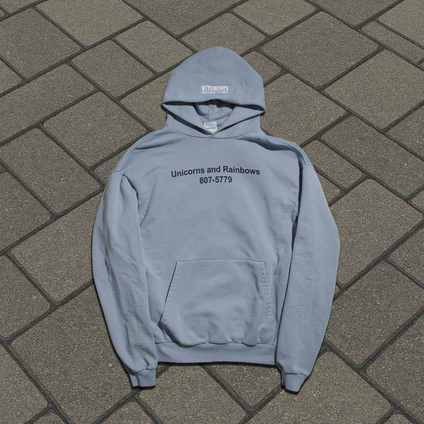 SS18 Vetements 1/500 Light Blue Unicorn Hoodie