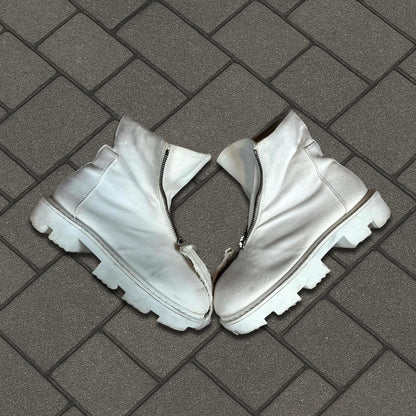 Rick Owens DRKSHDW White Front Zip Megatooth Boots