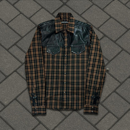 Chrome Hearts Brown Lamb Leather Cross Patch Flannel