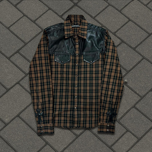 Chrome Hearts Brown Lamb Leather Cross Patch Flannel