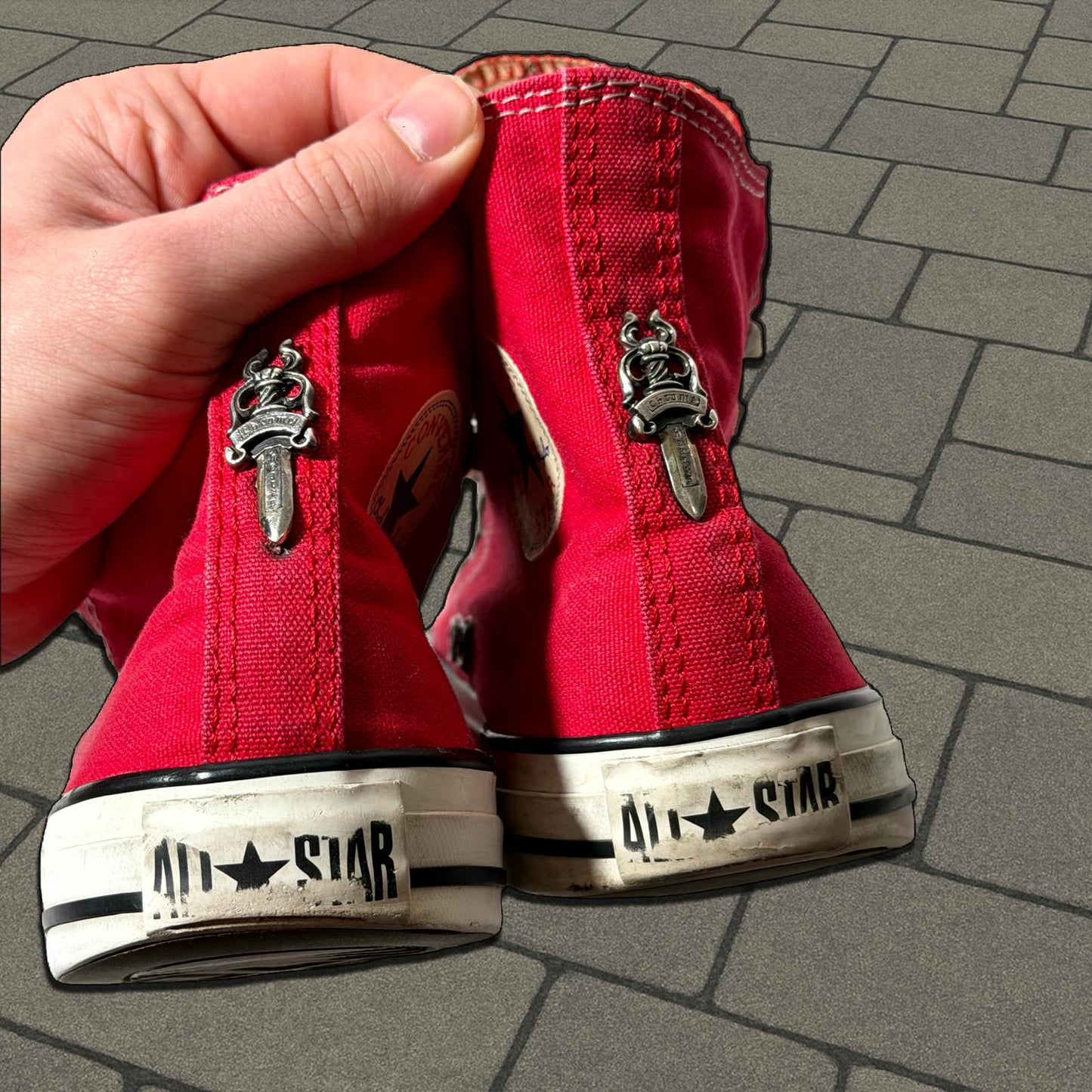 Chrome Hearts Red Star Patched Converse