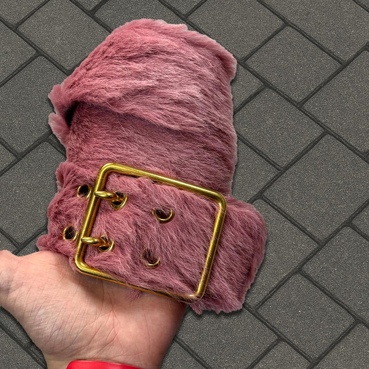 AW17 Prada Pink Fur Belt