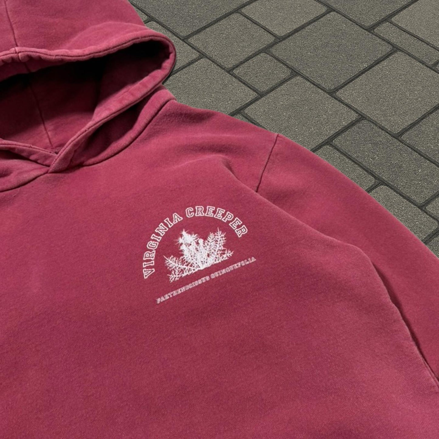 AW02 Raf Simons Red Virginia Creeper Colligate Hoodie