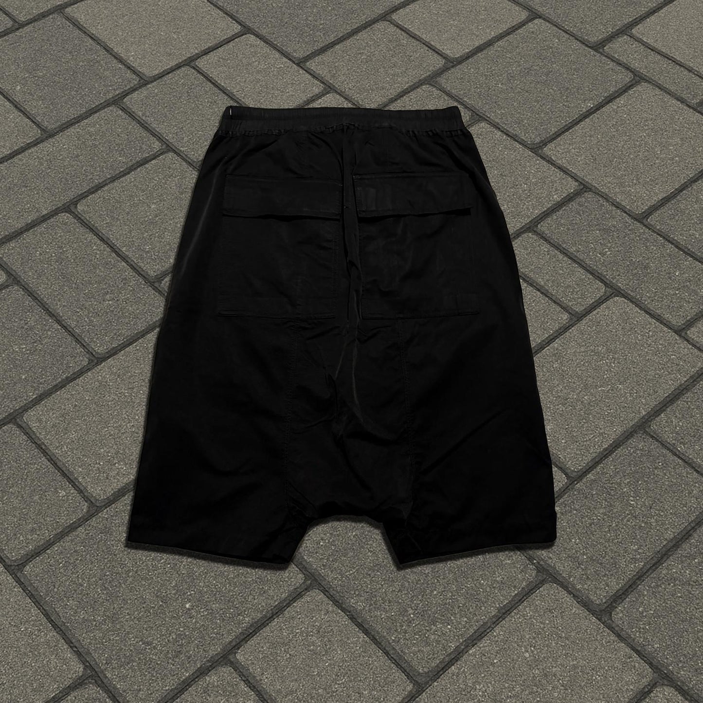 FW17 Rick Owens 'Glitter' Black Cotton Pod Shorts
