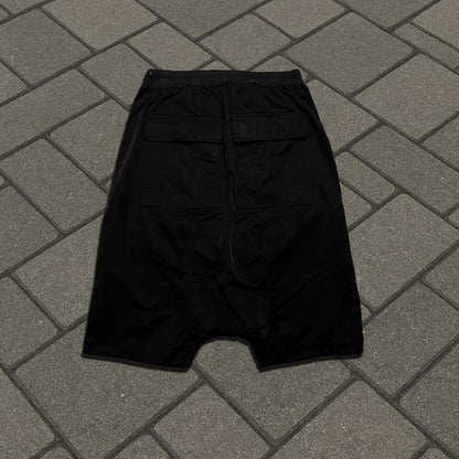FW17 Rick Owens 'Glitter' Black Cotton Pod Shorts