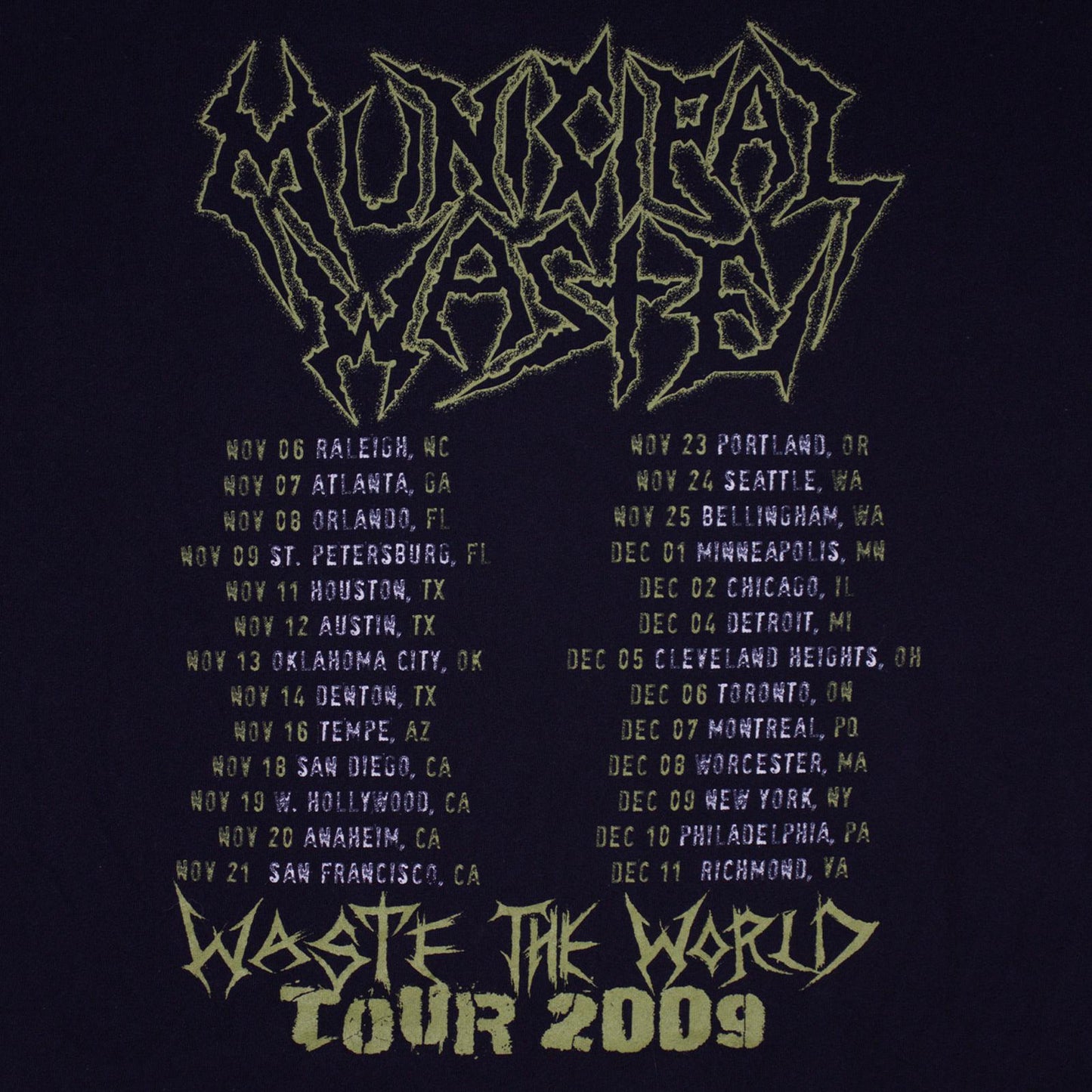 2009 Municipal Waste Tour Tee