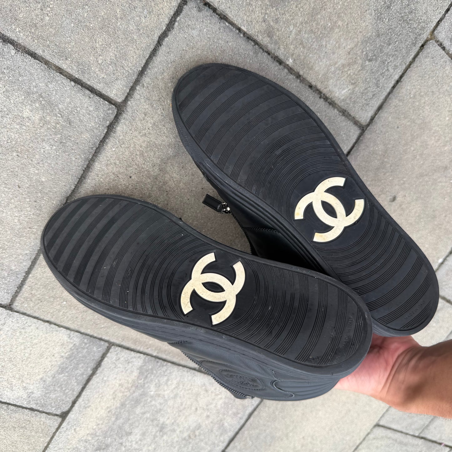 Chanel CC Hightop Leather Sneaker