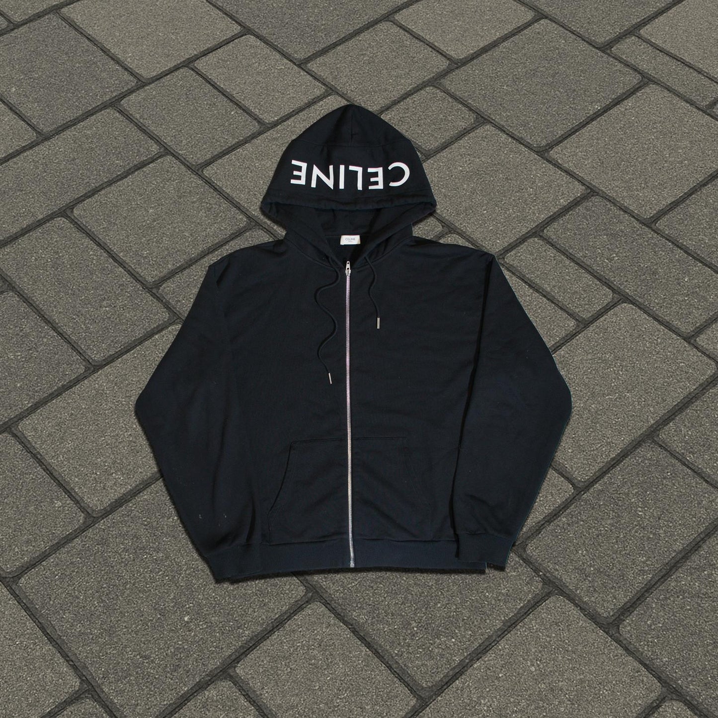 Celine Logo Zip Up Hoodie