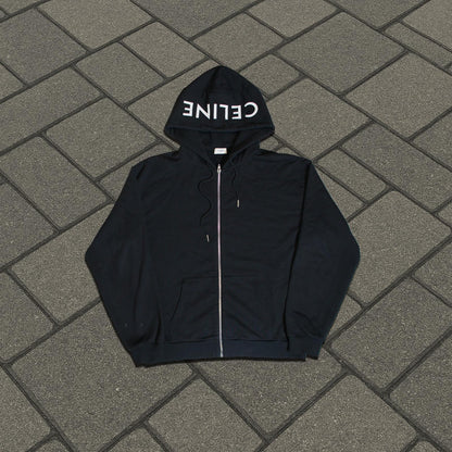 Celine Logo Zip Up Hoodie