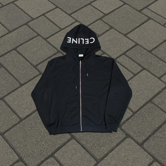 Celine Logo Zip Up Hoodie