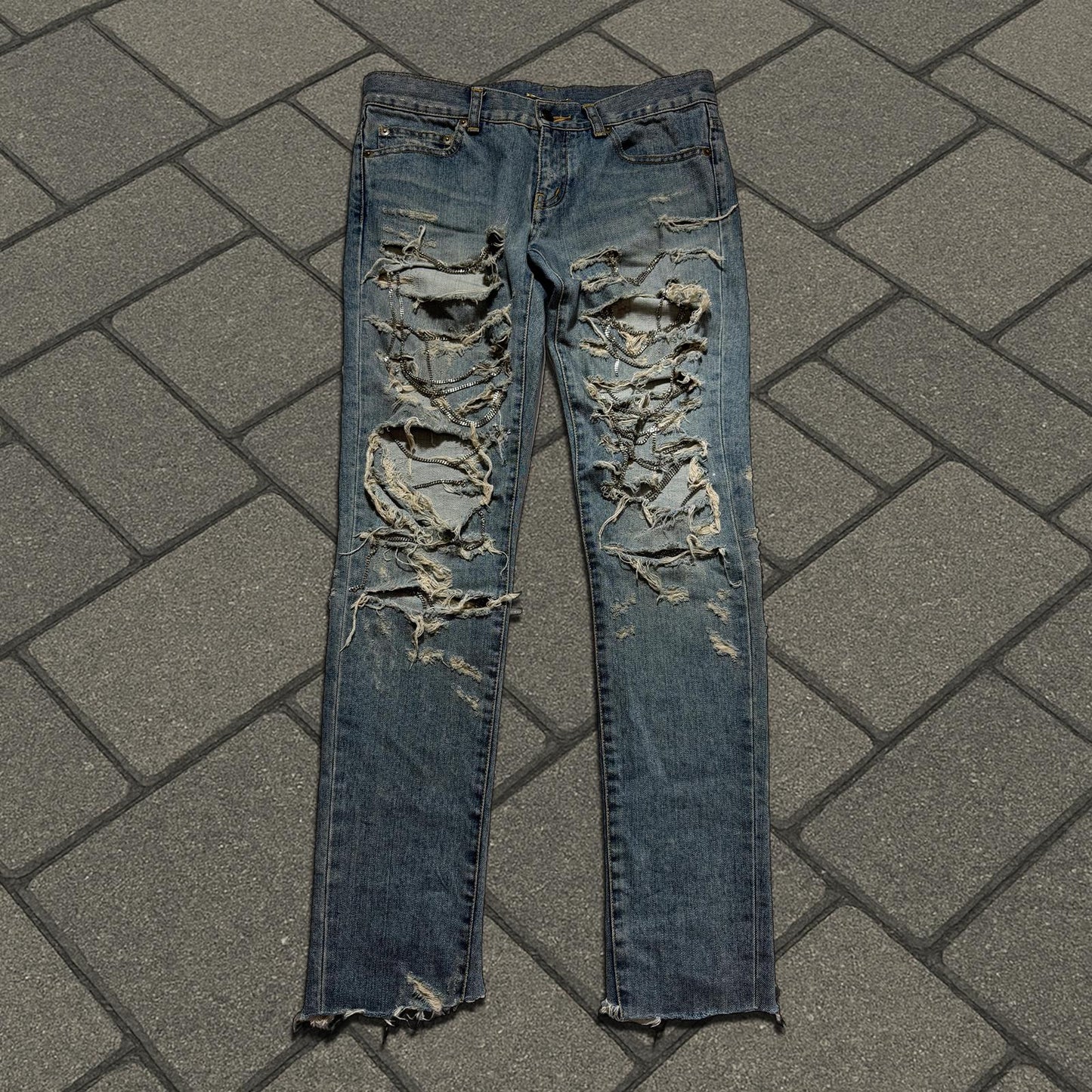 FW13 Saint Laurent Paris Blue Chain Denim