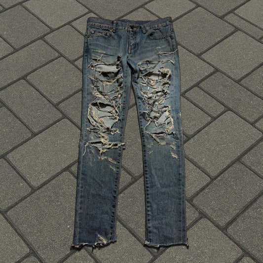 FW13 Saint Laurent Paris Blue Chain Denim