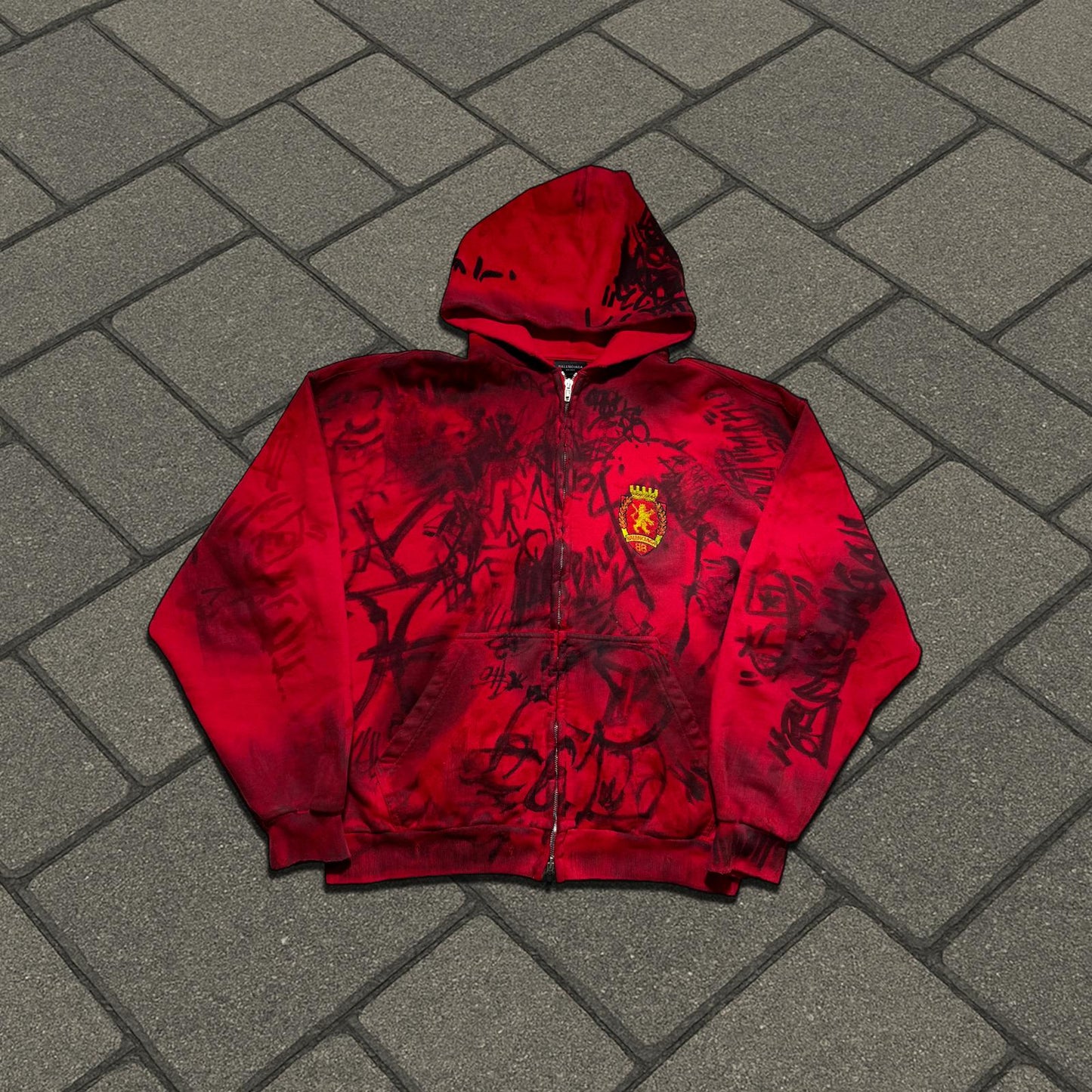 SS23 Balenciaga Red Skater Zip Up Hoodie