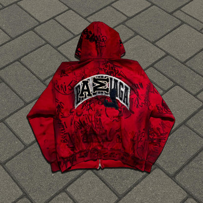 SS23 Balenciaga Red Skater Zip Up Hoodie