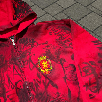 SS23 Balenciaga Red Skater Zip Up Hoodie