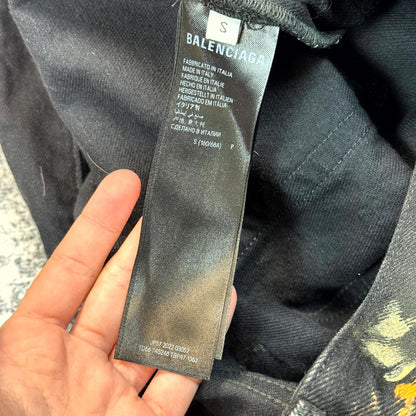 SS23 Balenciaga Thrashed Mud Denim Shorts