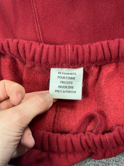 AW18 Vetements Red Spellout Sweatpants