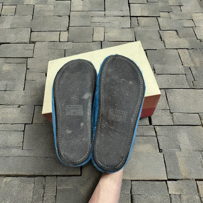 Marni Blue Horsehair Mules