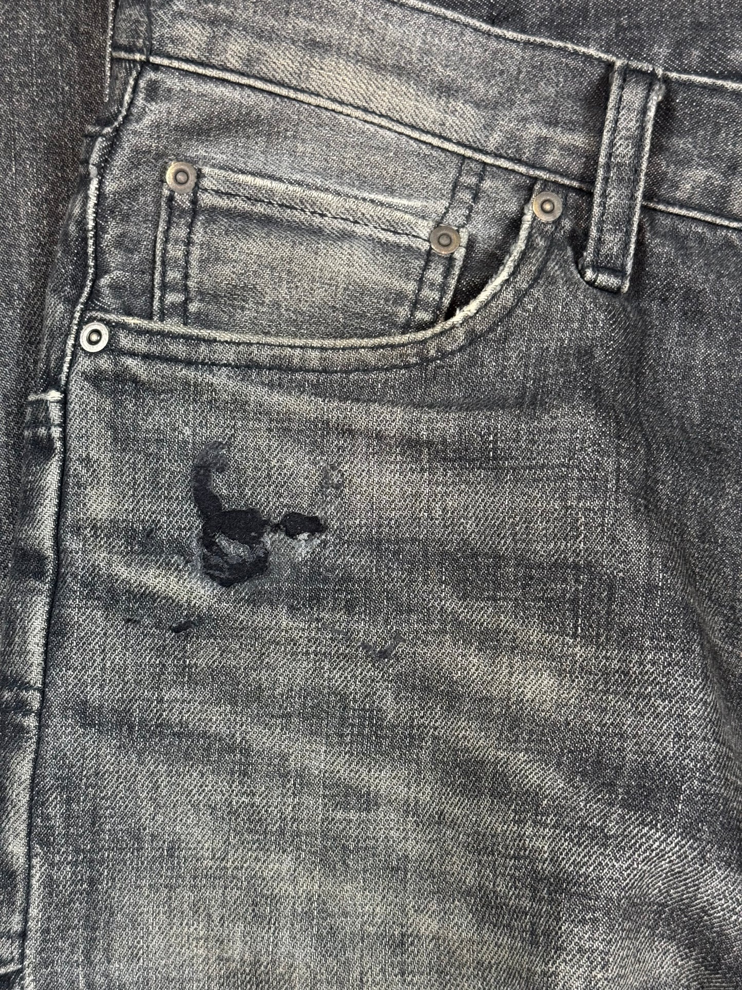 AW05 Undercover Black Skull Boro Denim