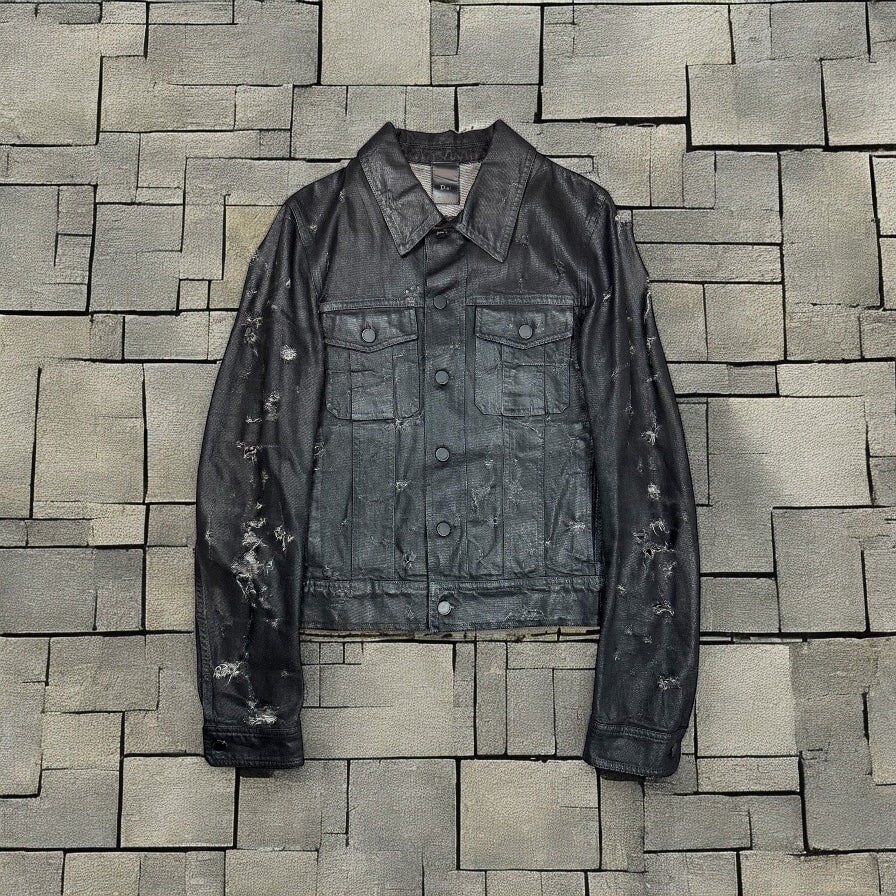 SS04 Dior Homme Waxed Strip Denim Jacket
