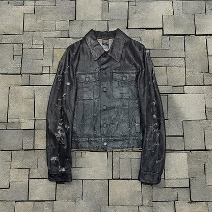 SS04 Dior Homme Waxed Strip Denim Jacket