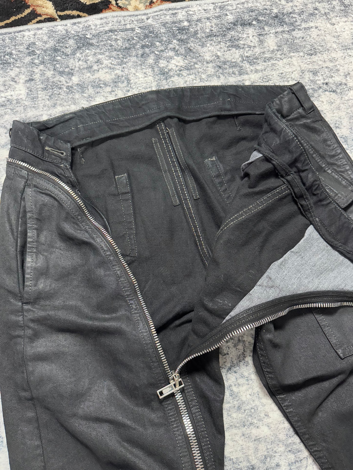 FW15 Rick Owens Black Waxed Aircut Denim